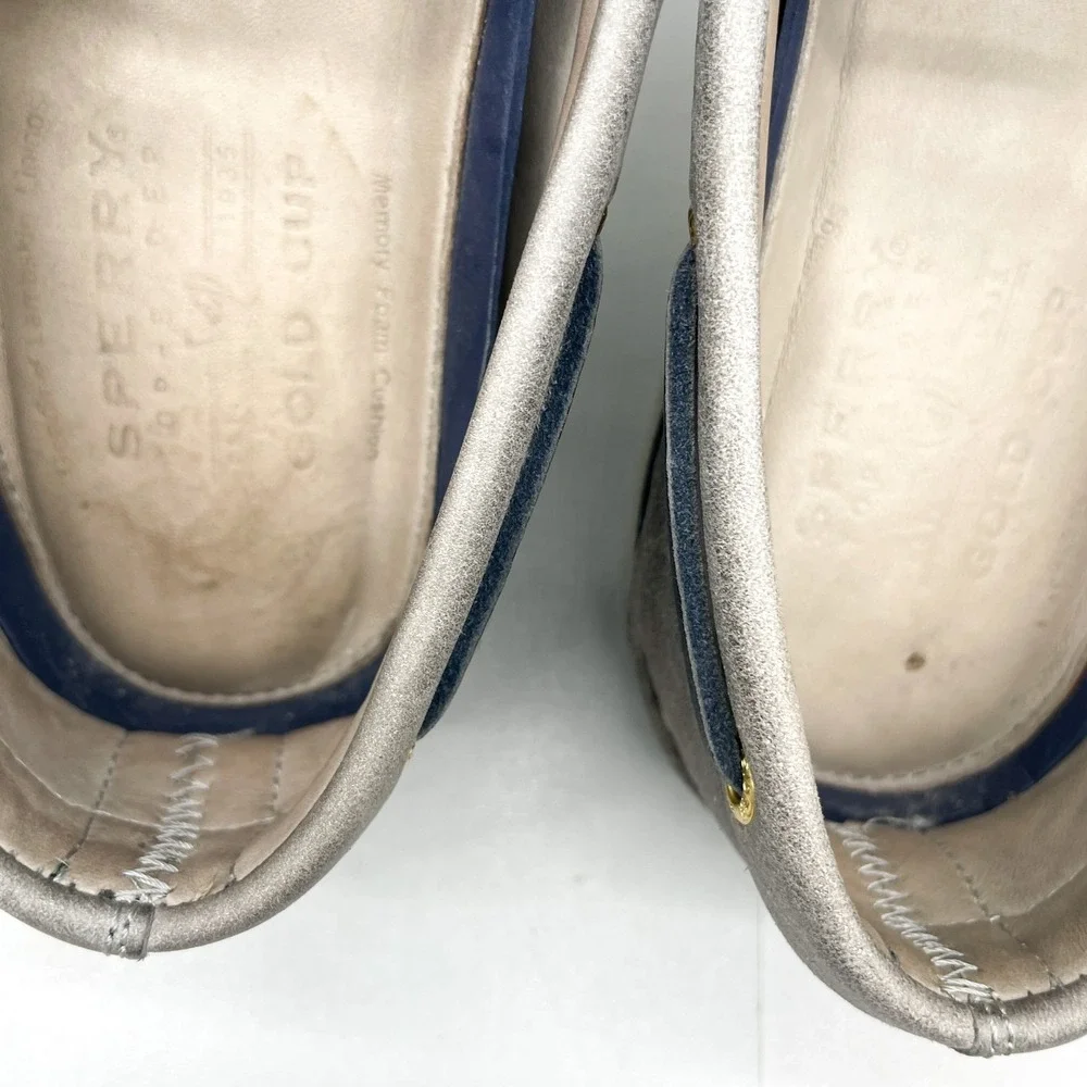 Sperry Gold Cup Authentic Original Boat Shoes Mens 10.5M Grey Leather Preppy